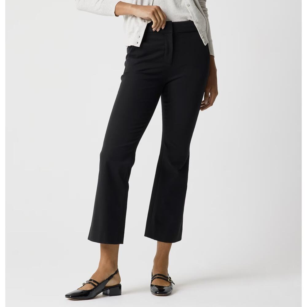 J.Crew Petite Kelsey Cotton-Blend Flare Pants WMNS 6P Black Stretch Cropped Leg